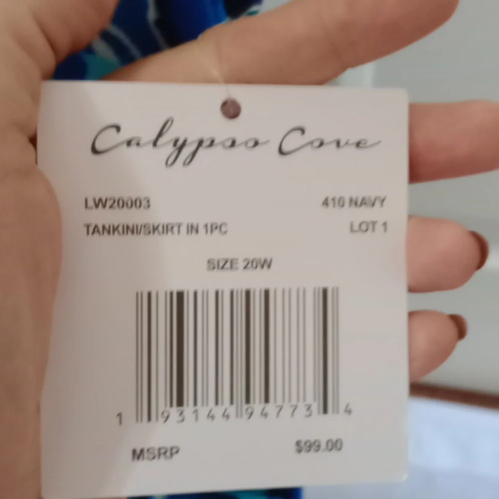 Calypso Cove Floral Skirted One-Piece Swimsuit Tankini Style NWT 20W Blue - Picture 3 of 12